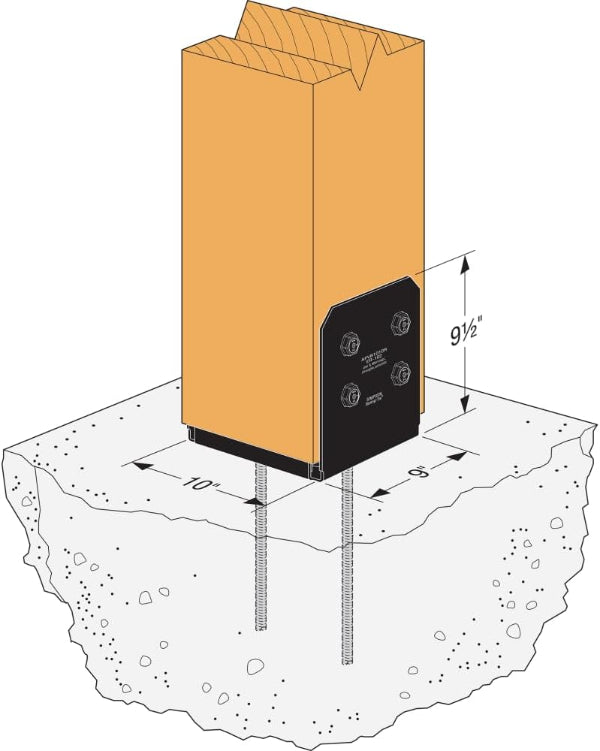 Illustration of a wooden post with a concrete base on a white background