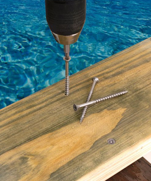 Bugle-Head Wood Screw,6-Lobe Drive installed