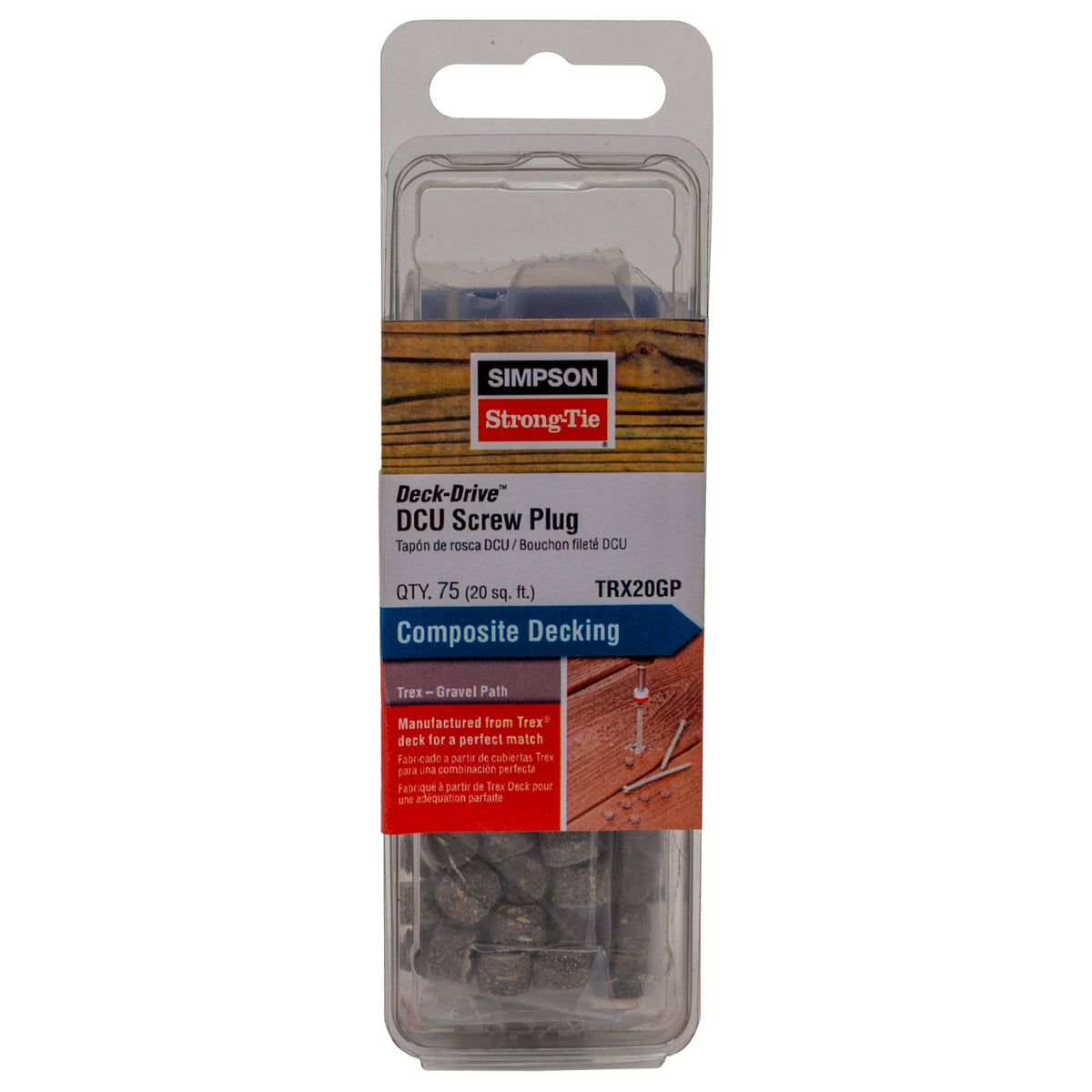 Simpson TRX20GP Deck-Drive DCU Screw Plug Trex Gravel Path Composite Decking 75-Qty