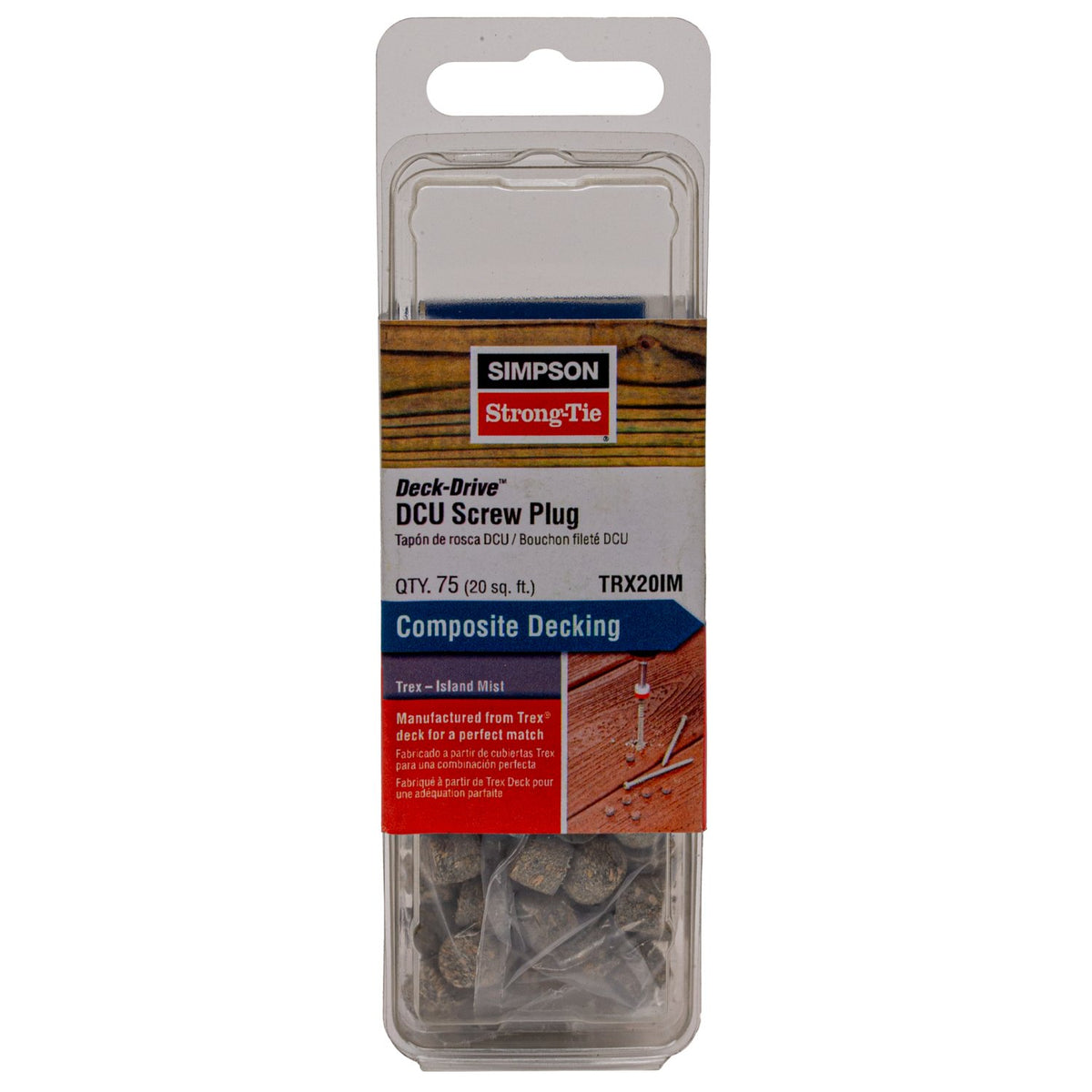 Simpson TRX20IM Deck-Drive DCU Screw Plug Trex Island Mist 75-Pack