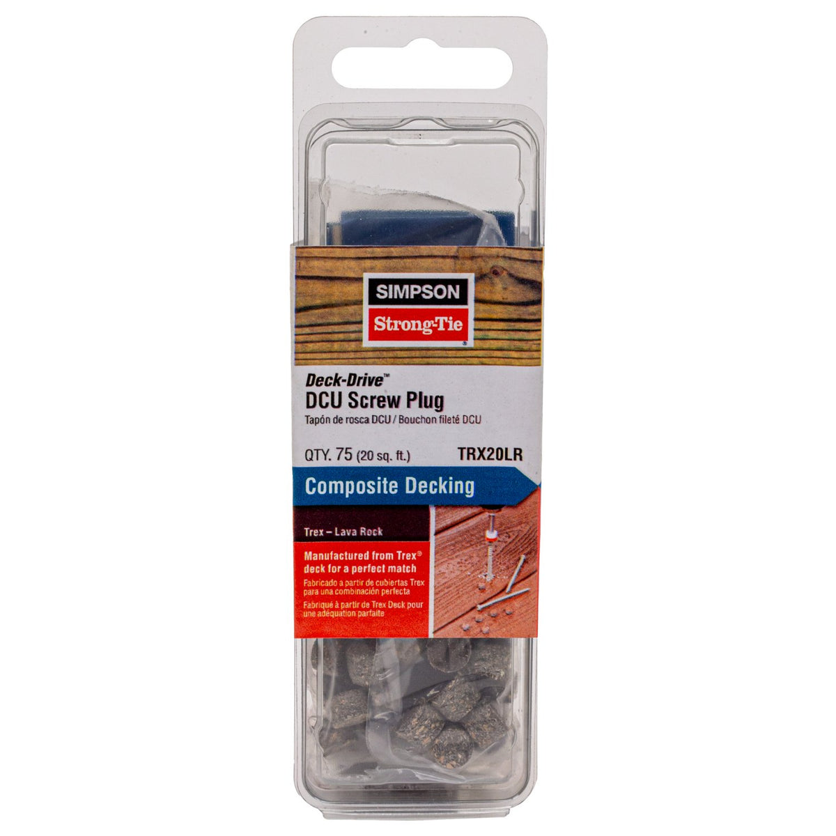 Simpson Deck-Drive DCU Screw Plug Trex Lava Rock Composite Decking 75-Qty TRX20LR