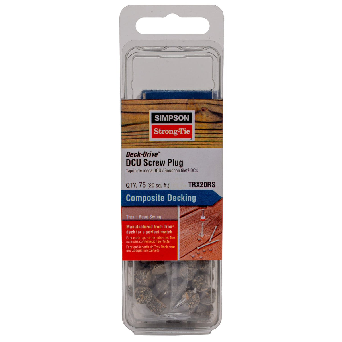Simpson TRX20RS Deck-Drive DCU Screw Plug Trex Rope Swing Composite 75-Qty