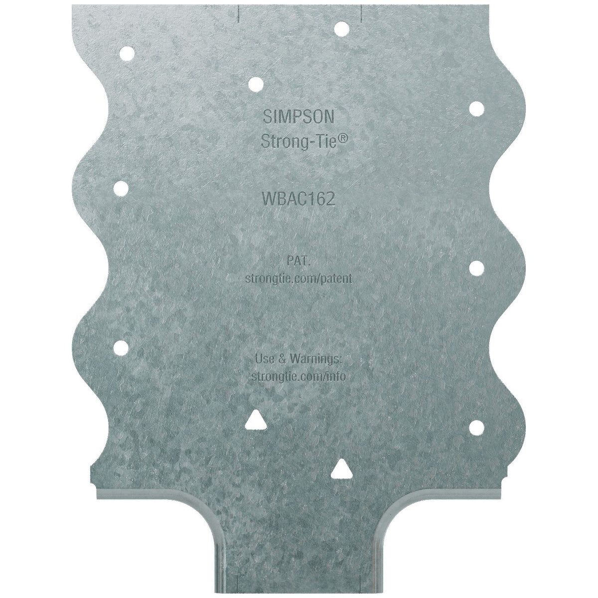 Simpson WBAC162-R50 Wood Backing Steel Connector for 1-1/4 in to 1-5/8 in Flange 20-Ga G90 Galv 50-Pk