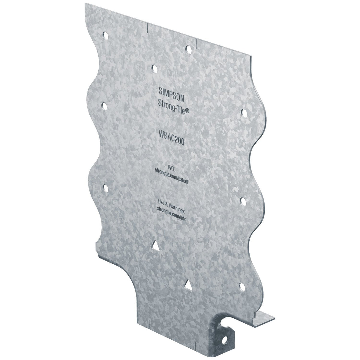 Simpson WBAC200 Wood Backing Steel Connector for 2 in. Flange 20-Ga G90 Galvanized 50-Pack