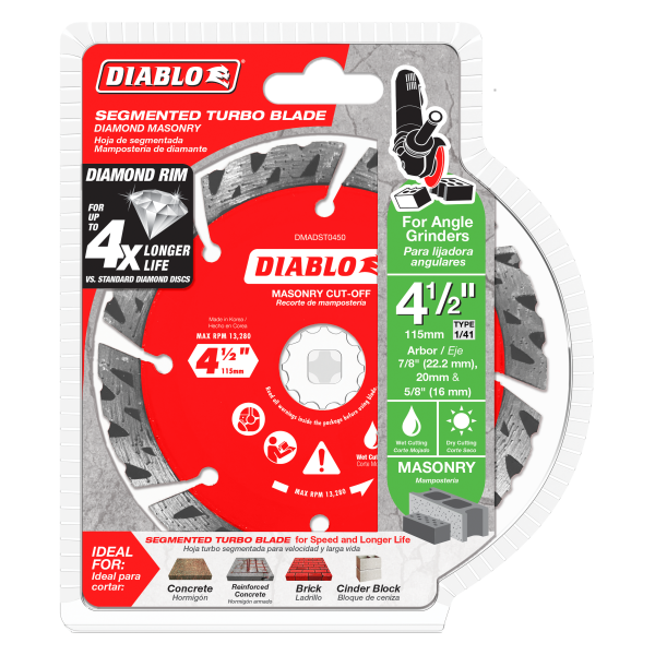 Diablo 4-1/2" Diamond Segmented Turbo Masonry Cut-Off Blade DMADST0450