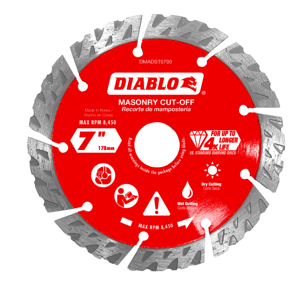 Diablo 7" Diamond Segmented Turbo Masonry Cut-Off Blade DMADST0700