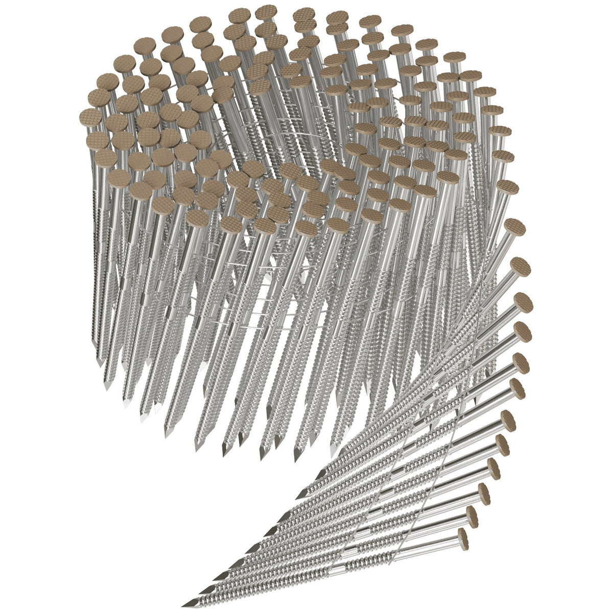 3 1/4" x 0.12 Tan Painted Ring-Shank 15° Wire Coil Decking Nail