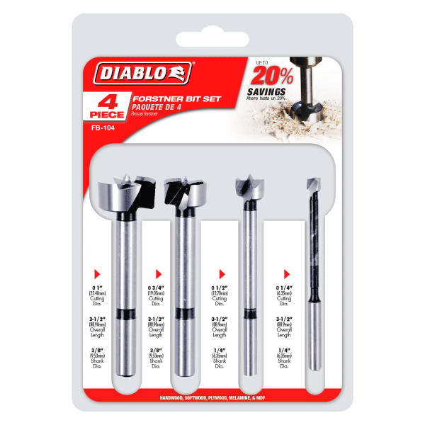 Diablo Forstner Bit Set for Wood (4-pc) FB-104