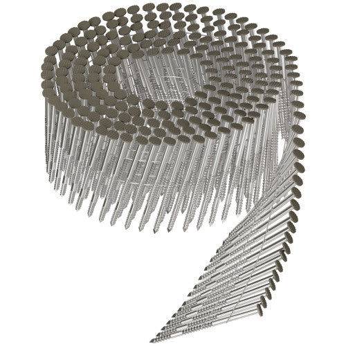 8d x 2 1/2" Gray Painted 15° Wire Coil Ring-Shank Nail 304 SS
