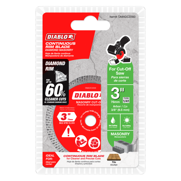 Diablo 3" Diamond Continuous Rim Masonry Cut-Off Disc