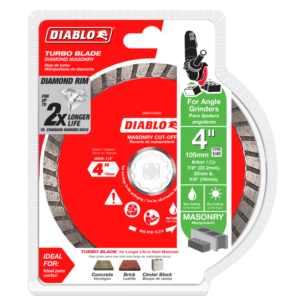 Diablo 4" Diamond Turbo Masonry Cut-Off Disc