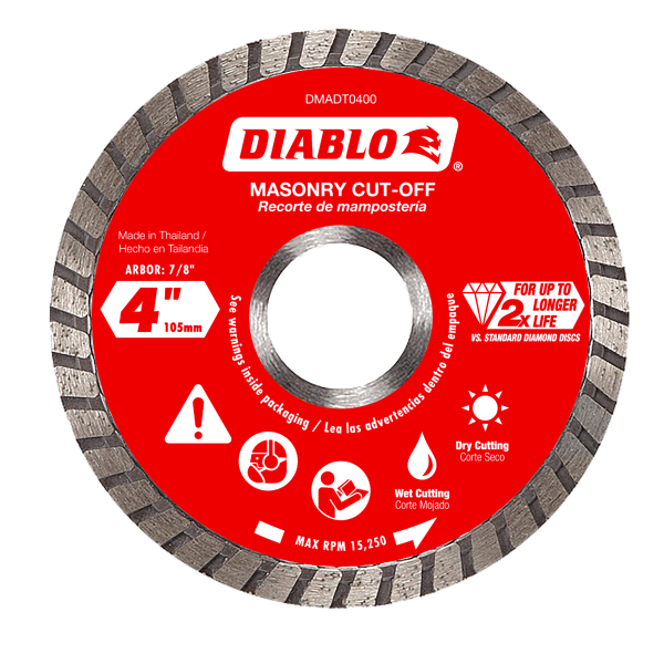 Diablo 4" Diamond Turbo Masonry Cut-Off Disc