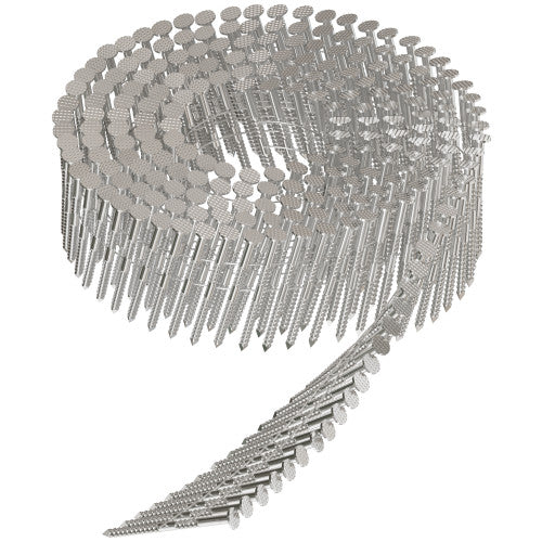 1 1/2" x .092 Ring-Shank 15° Wire Coil Siding Nail, 304 SS