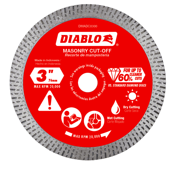 Diablo 3" Diamond Continuous Rim Masonry Cut-Off Disc