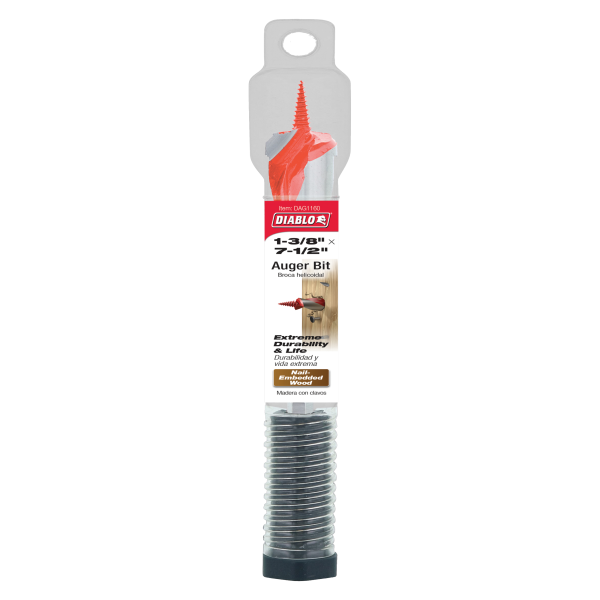 Diablo 1-3/8" x 7-1/2" Auger Bit for Wood & Nail-Embedded Wood DAG1160