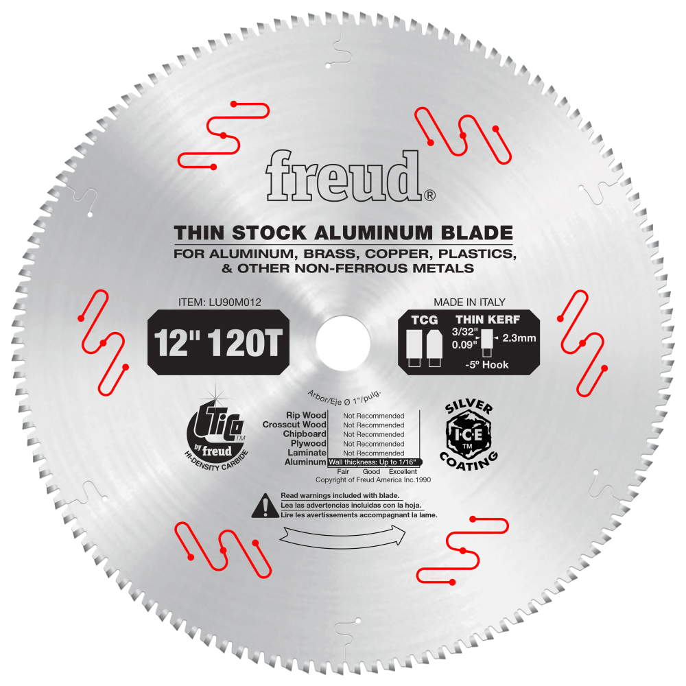 Freud 12" Thin Stock Non-Ferrous Metal Blade - Teeth: 120, Arbor: 1"
