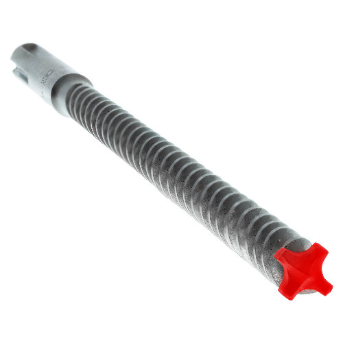 Drill bit with a red 4 cutter head on a white background