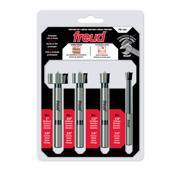 Freud 1/4" to 1" (Dia.) 4 Pcs. Forstner Bit Set PB-104