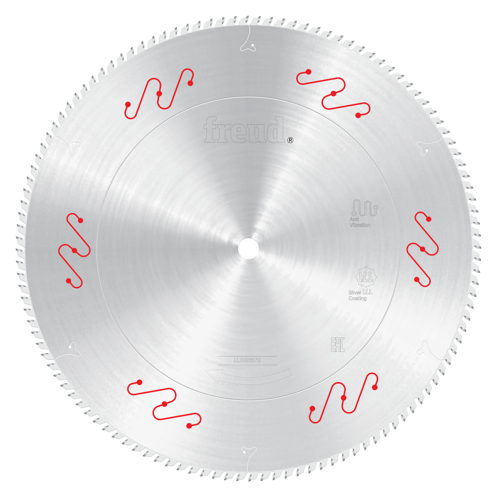 Freud 22" Thin to Medium Aluminum & Non Ferrous Blades with Mechanical Clamping - Teeth: 120, Arbor: 1"