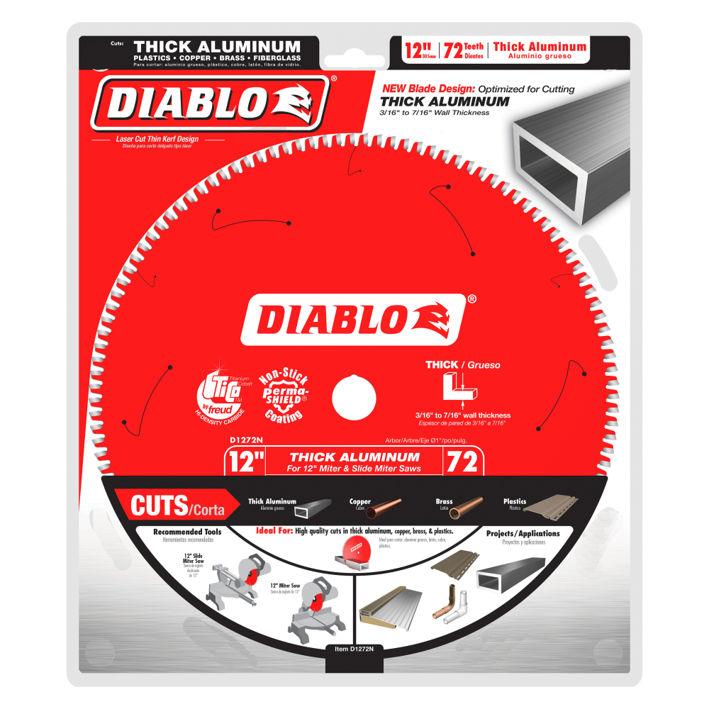 Diablo 12-Inch 72-Tooth Circular Saw Blade for Thick Aluminum D1272N