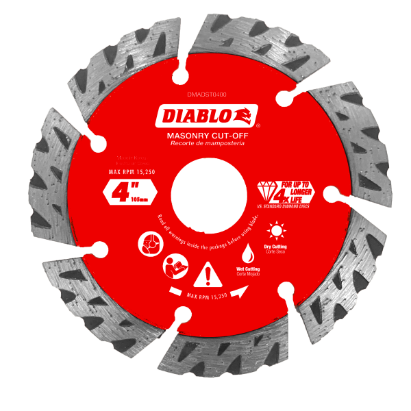 Diablo 4" Diamond Segmented Turbo Masonry Cut-Off Blade DMADST0400