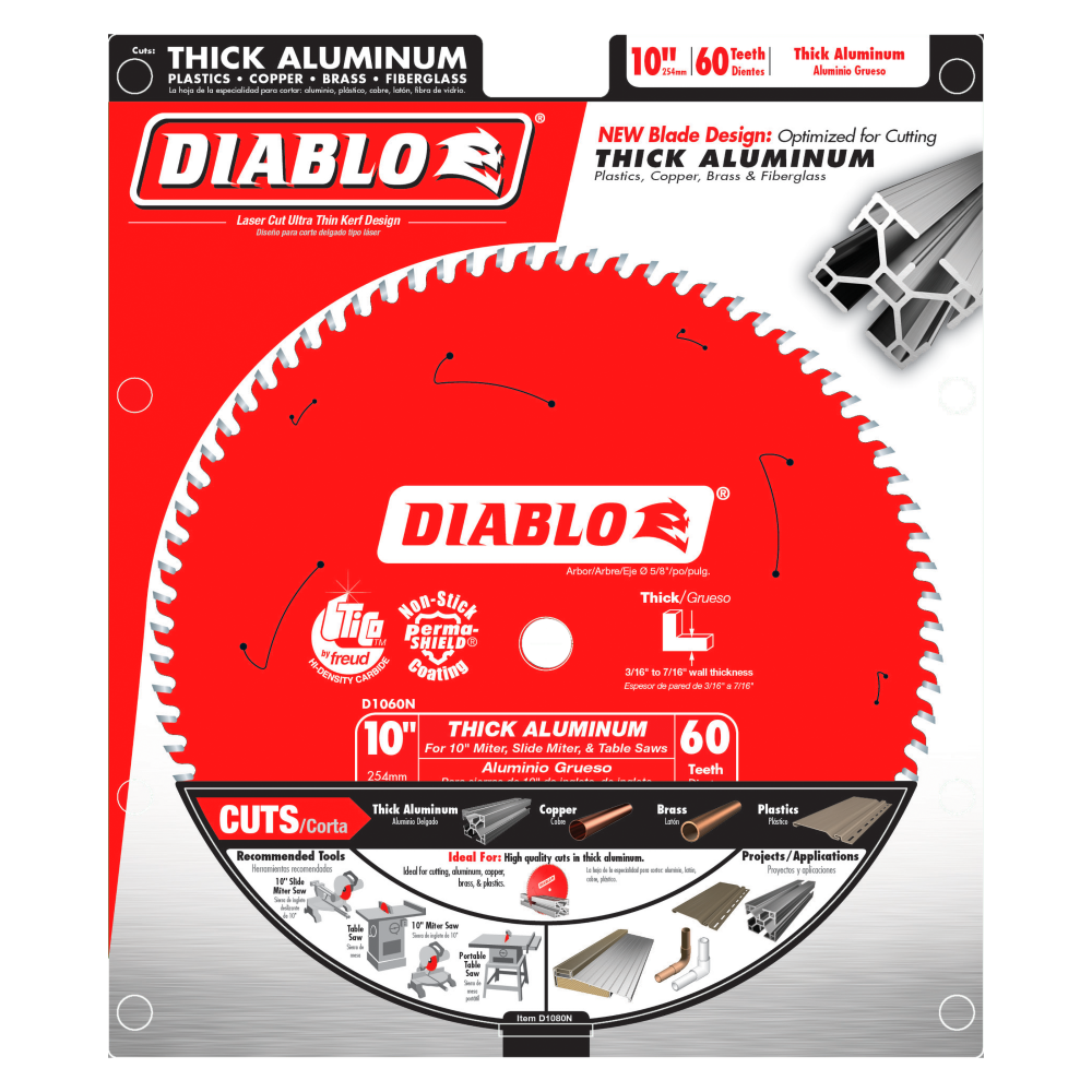 Diablo 10 in 60-Tooth Circular Saw Blade for Thick Aluminum D1060N