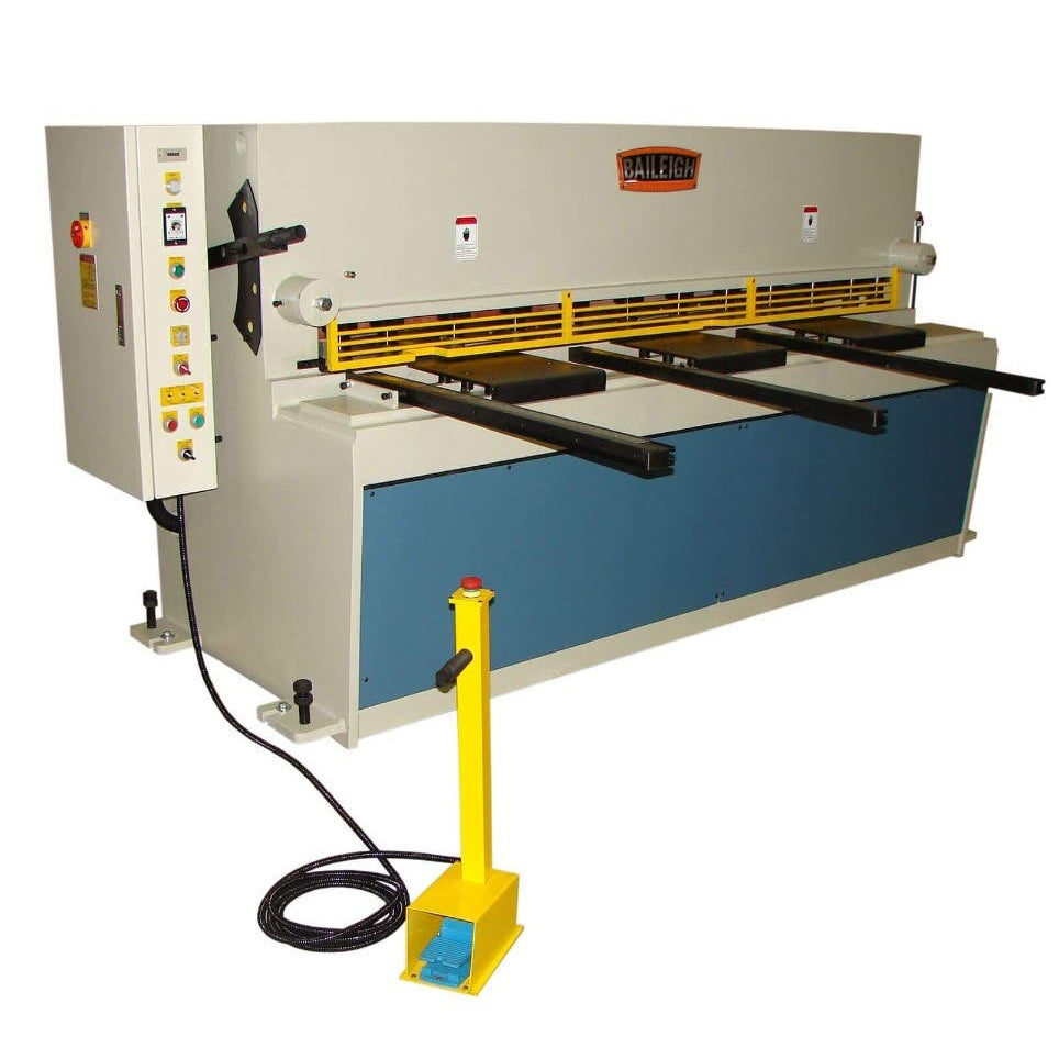 Heavy-duty industrial machine with blue panel and yellow support on a white background