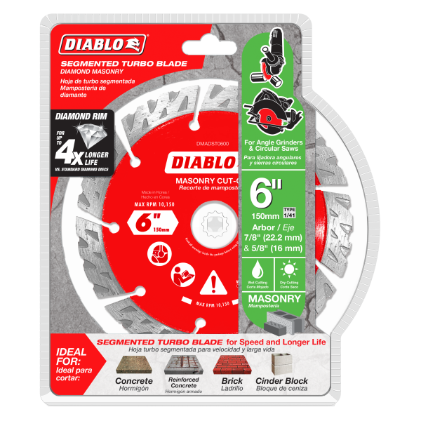 Diablo 6" Diamond Segmented Turbo Masonry Cut-Off Blade DMADST0600