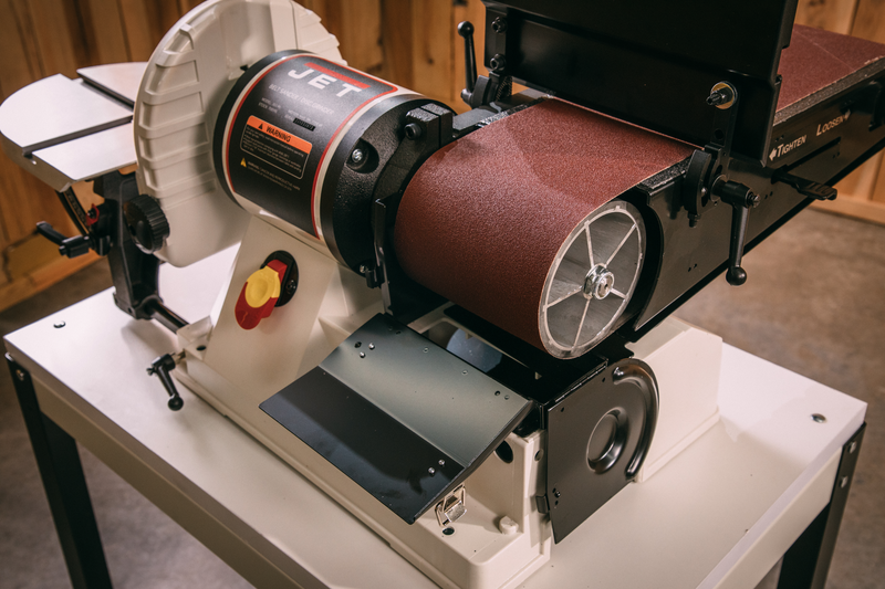 JET JSG-96CS, 6" x 48" Belt / 9" Disc Sander with Closed Stand, 3/4HP 1Ph, 115V