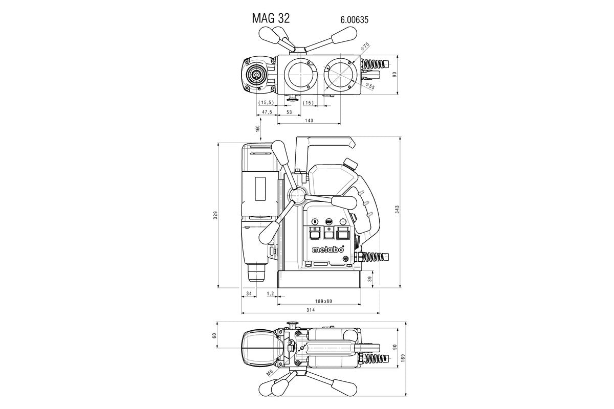Metabo MAG 32 (600635620) Magnetic Core Drill (110-120 V / 50 - 60 HZ)