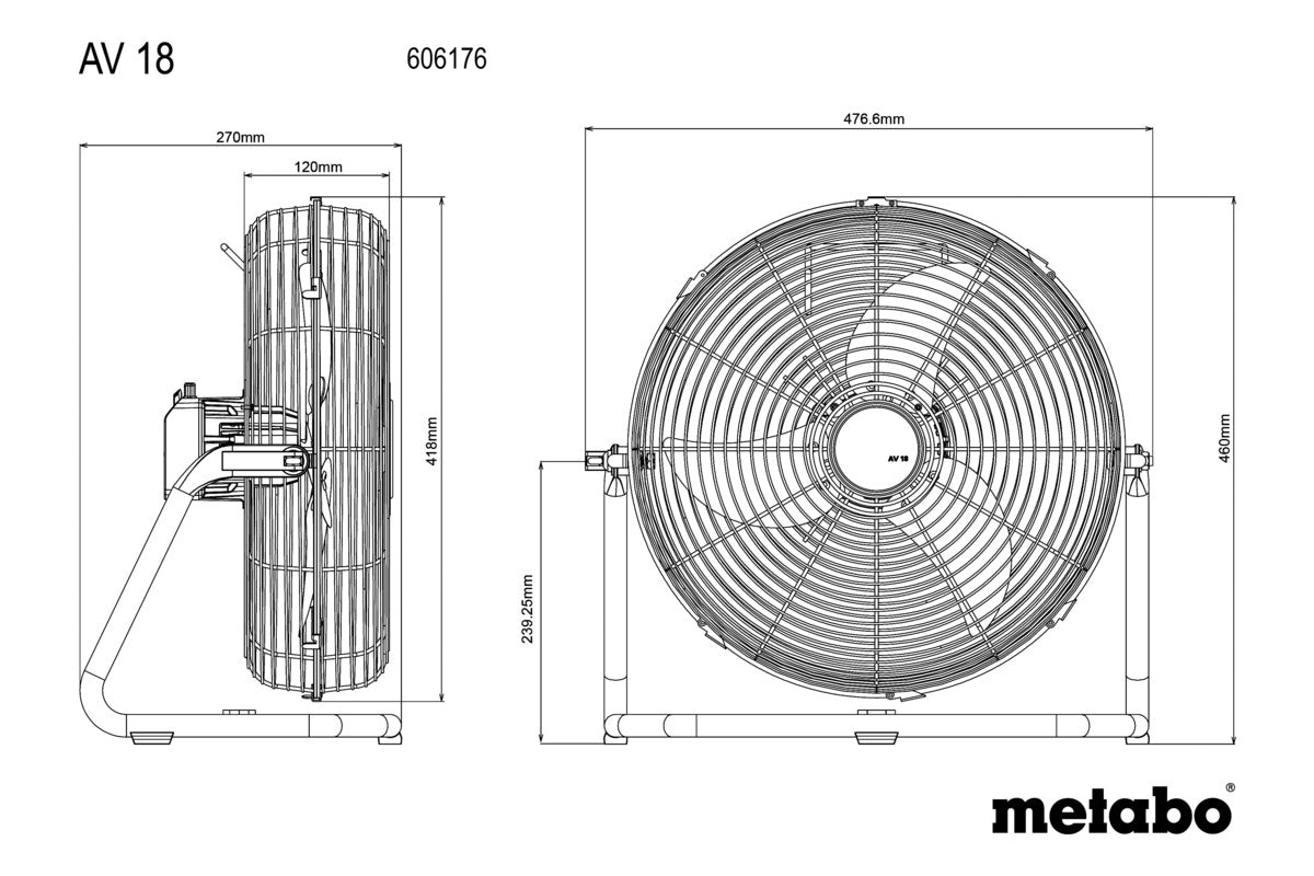 Metabo 18V 14" Cordless Fan (Bare Tool) AV 18