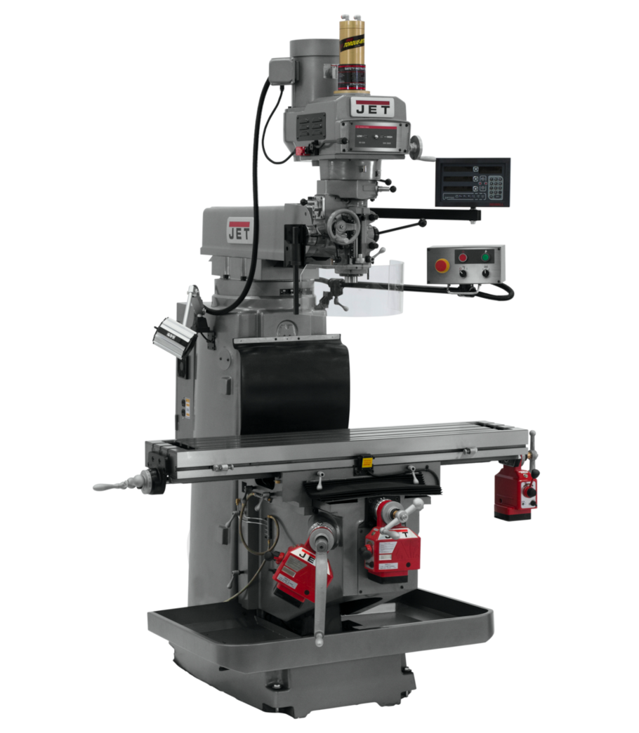 JET JTM-1254RVS Variable Speed Vertical Mill w/Newall DP700 3X (Q) DRO XY & Z Powerfeeds & Air Power Drawbar
