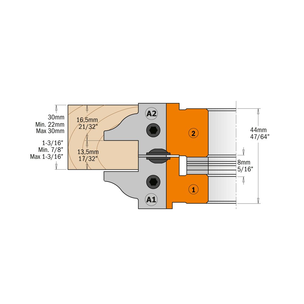 CMT 694.015.31 Profile and Counterprofile Set, 5-13/64-Inch Diameter, 1-1/4-Inch Bore