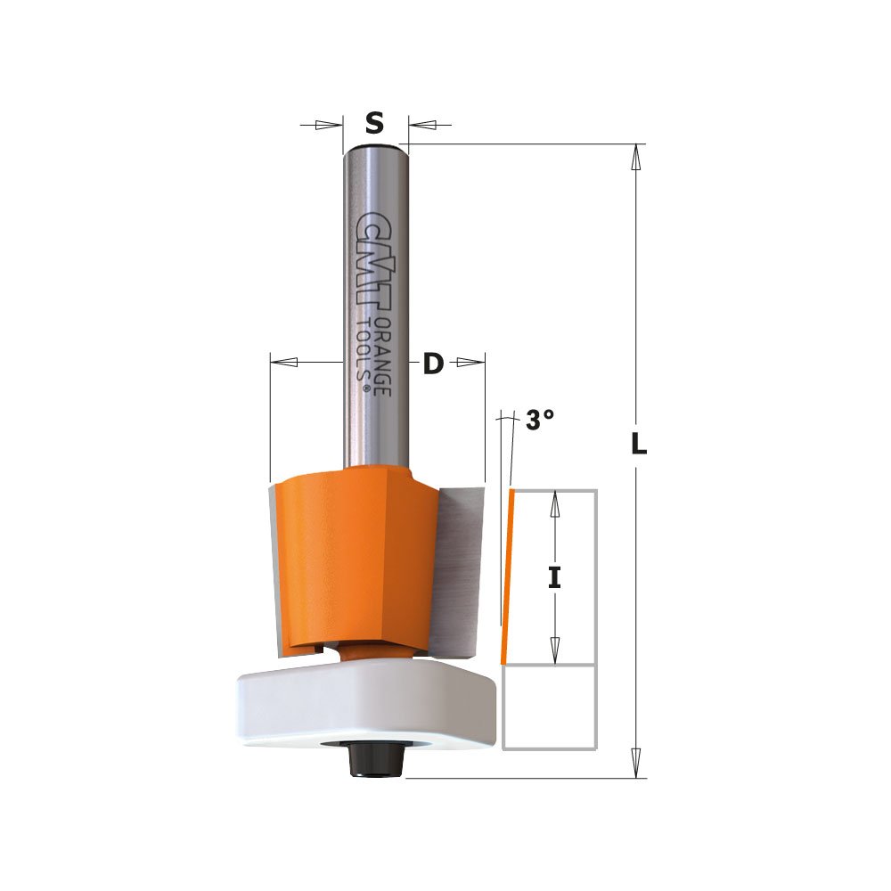 CMT 807.190.11 3-in-I Flush Trim Bit for MDF & Laminates 5/8-Inch Cutting Length 1/4-Inch Shank
