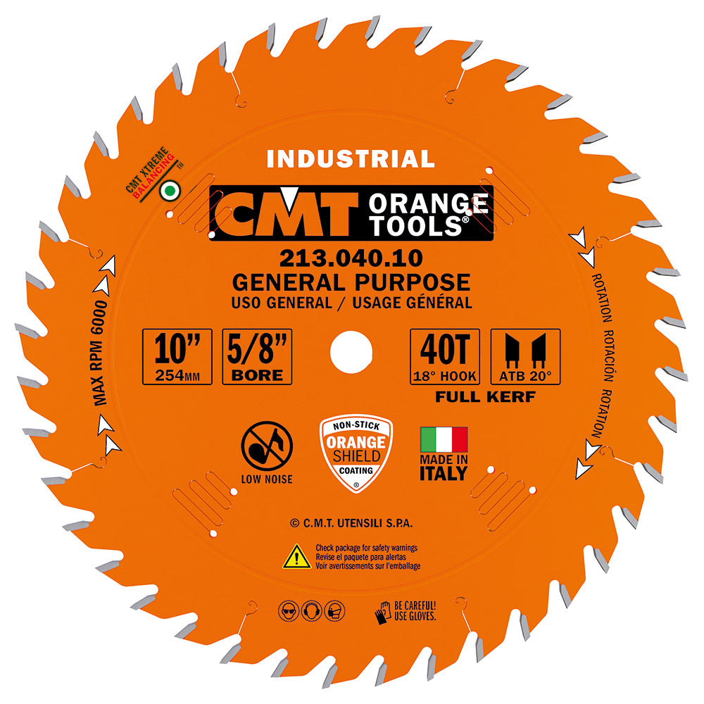 CMT 213.040.10 General purpose Saw Blade 10" x 5/8" T40 ATB