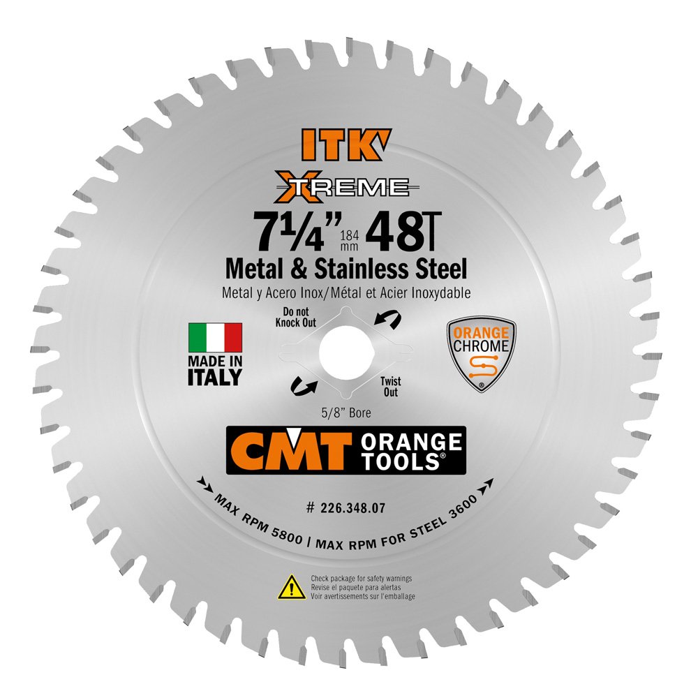 CMT 226.348.07 Metal & Stainless Steel Saw Blade 7-1/4" x 5/8" T48 FWF