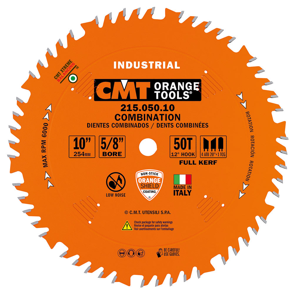 CMT 215.050.10 Industrial Combination Saw Blade 10" x 5/8" T50 4ATB+1TCG