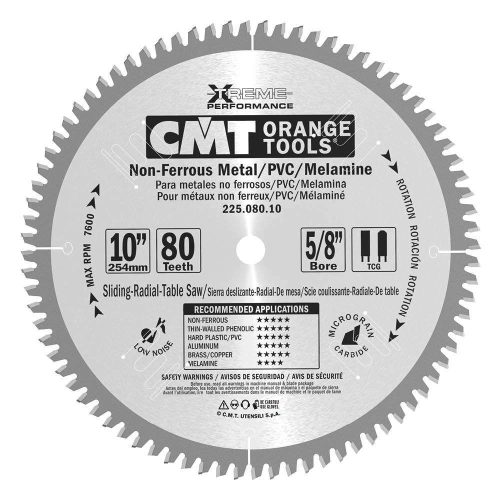 CMT 225.060.08 Non-Ferrous Metal and Melamine Saw Blade 8-1/2" x 5/8" T60 TCG