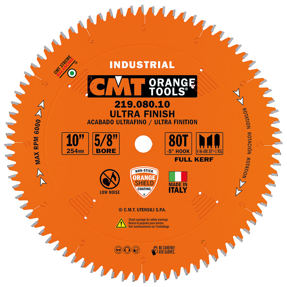 CMT 219.080.10 Ultra Finish Sliding Compound Saw Blade 10" x 5/8" T80