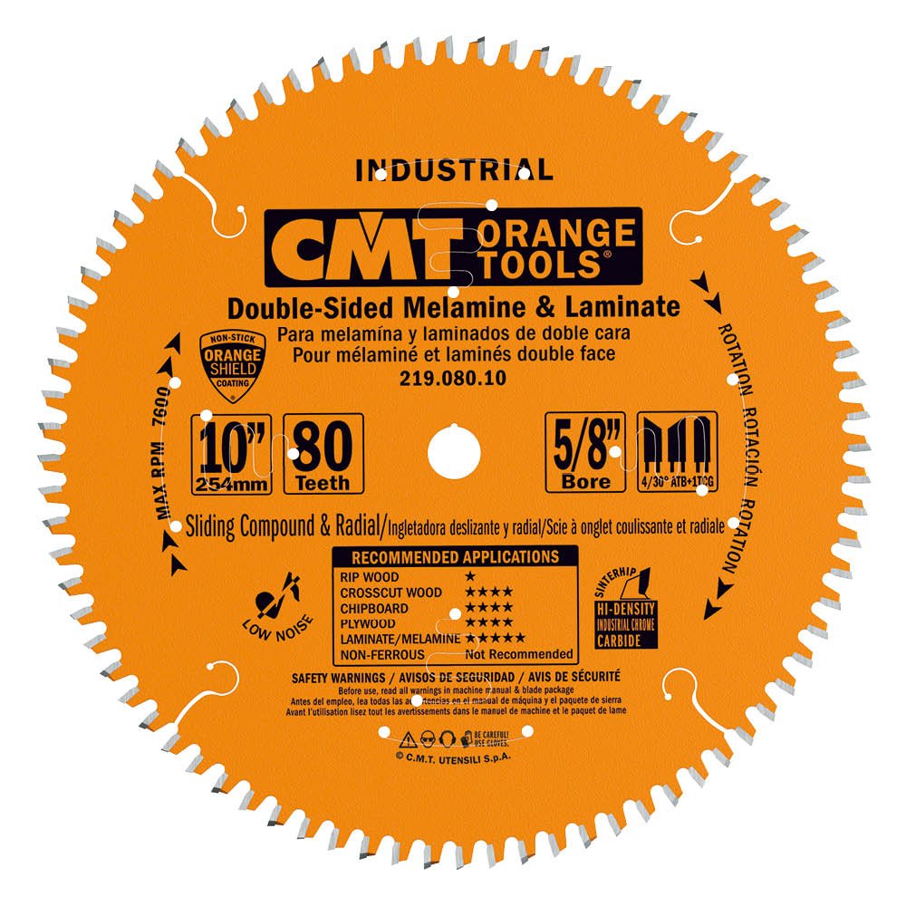 CMT 219.060.08 Ultra Finish Sliding Compound Saw Blade 8-1/2" x 5/8" T60 ATB+1TCG
