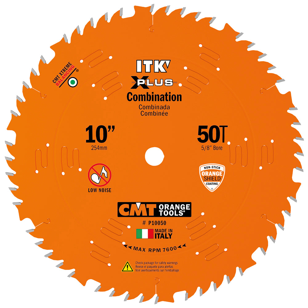 CMT P10050 ITK-Plus Combination Blade HW 10" x 5/8" T50 Flat+4ATB