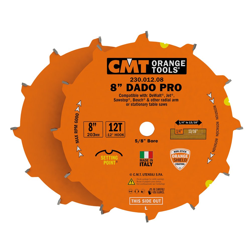 CMT 230.012.08 Dado Pro Set 8" x 5/8" T12 FTG+ATB
