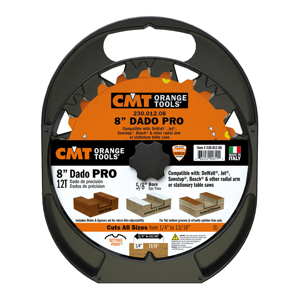 CMT 230.012.08 Dado Pro Set 8-Inch x 12 Teeth FTG+ATB Grind with 5/8-Inch Bore