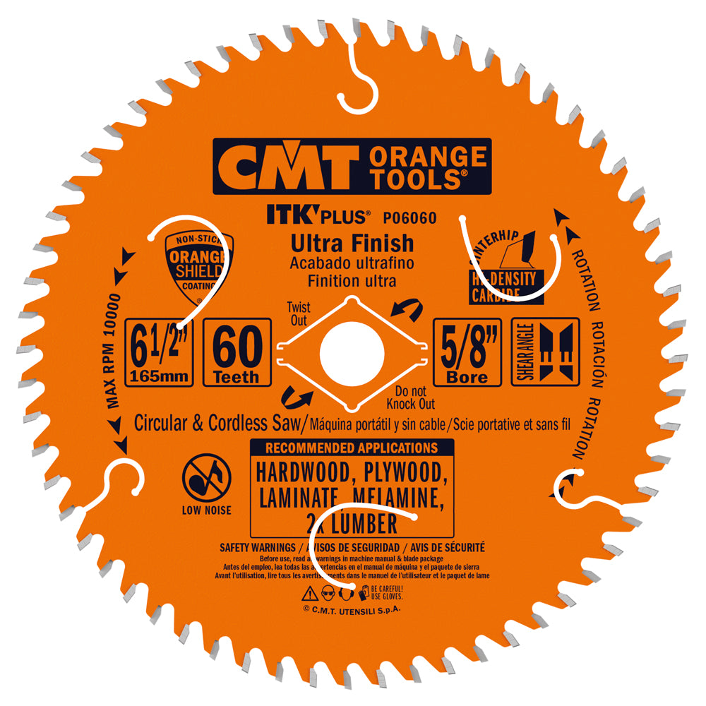 CMT P06060 ITK-Plus Ultra Finish Blade 6-1/2" x 5/8" T60 ATB+Shear