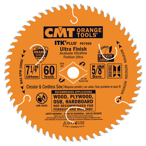 CMT P06060 ITK-Plus Ultra Finish Blade 6-1/2" x 5/8" T60 ATB+Shear