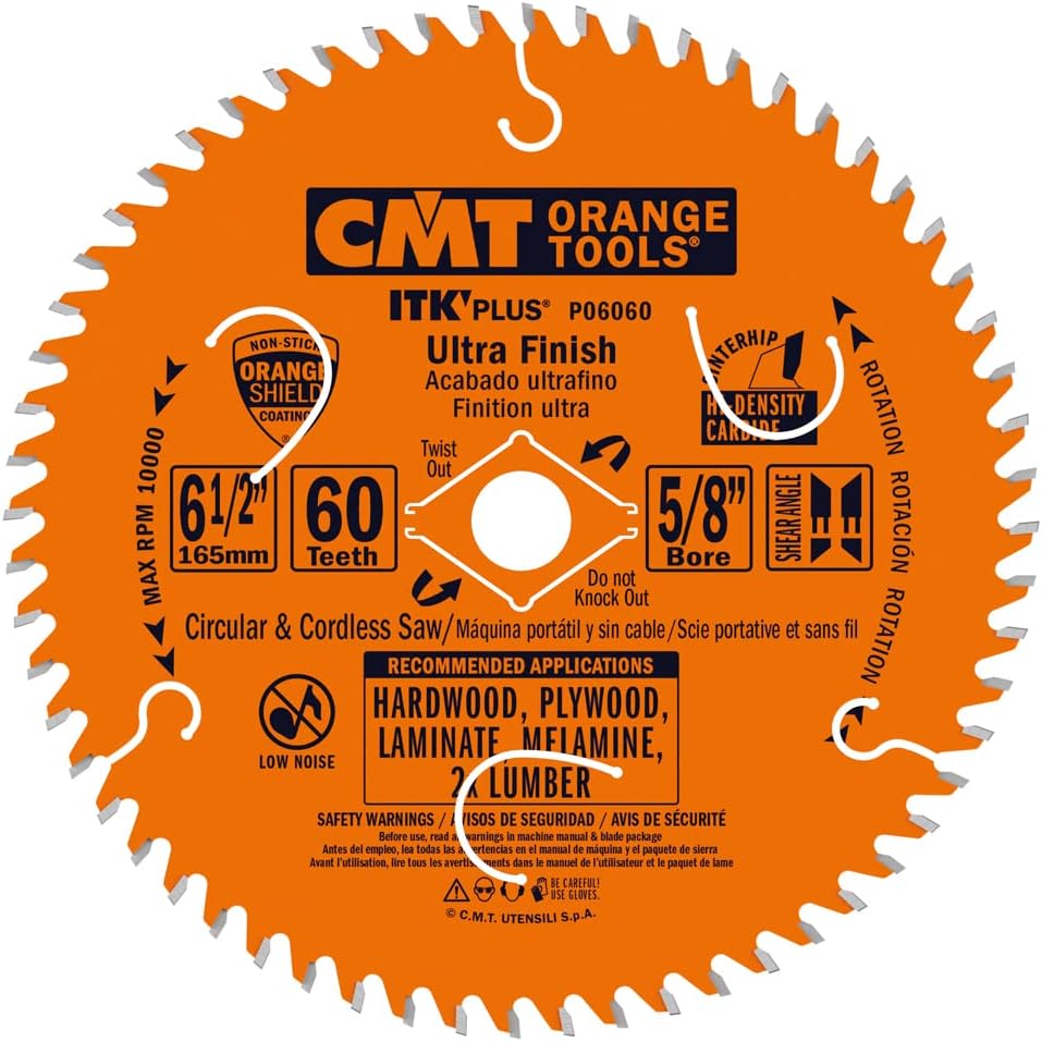 CMT P06060 ITK-Plus Ultra Finish Blade 6-1/2" x 5/8" T60 ATB+Shear