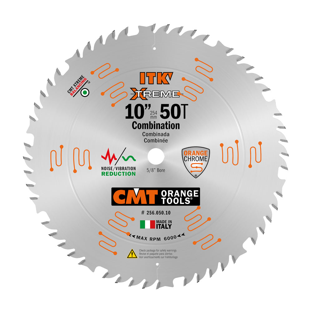 CMT 256.050.10 ITK Combination Saw Blade 10" x T50 x 5/8" ATB+FLAT