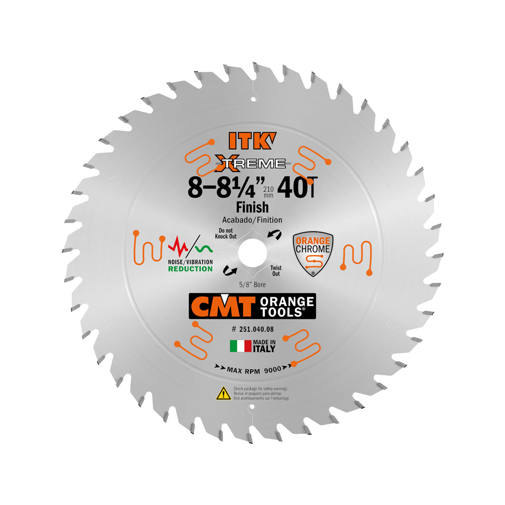 CMT 251.040.08 ITK Fine Finish Saw Blade 8-1/4" x 5/8" T40 ATB