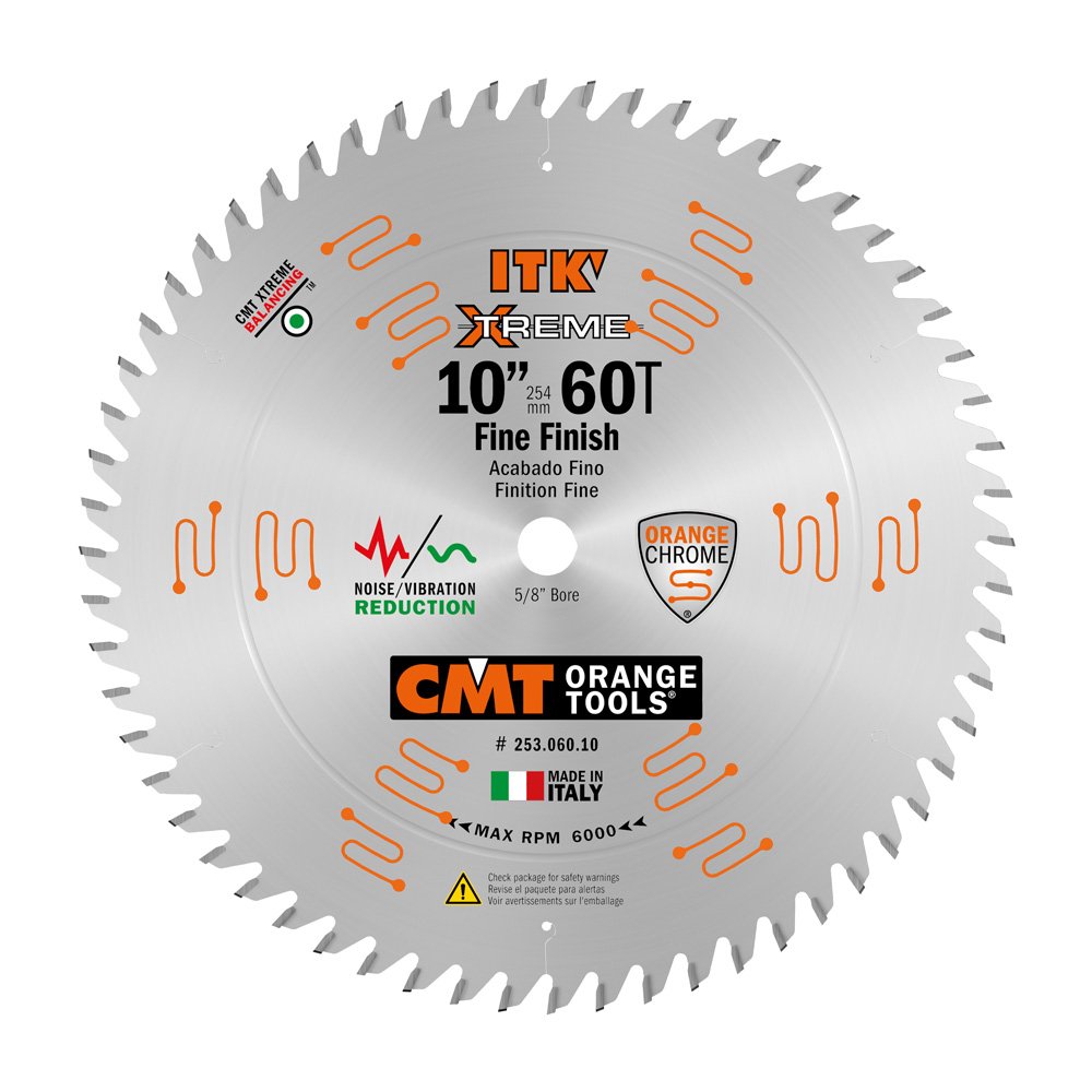 CMT 253.060.10 ITK Sliding Fine Finish Saw Blade 10" x 5/8" T60