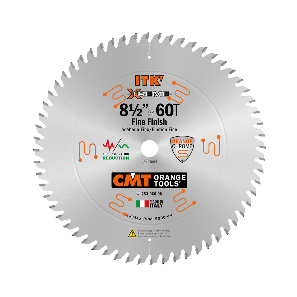 CMT 253.060.08 ITK Sliding Fine Finish Saw Blade 8" x 5/8" T60 ATB